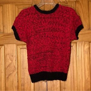 EUC Margules Vintage 80s Sweater Short Sleeve Red Black Size L Large